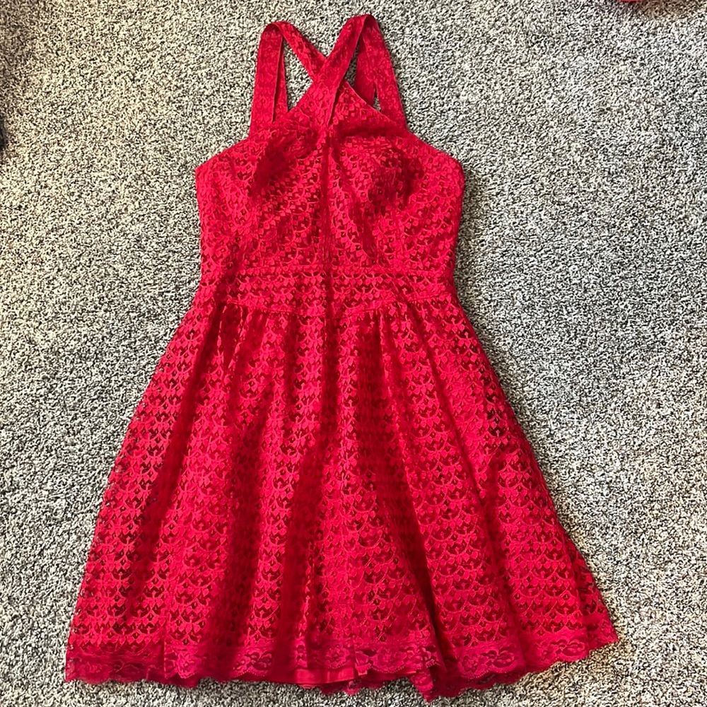 MODA Int’l Red Lace Halter Dress